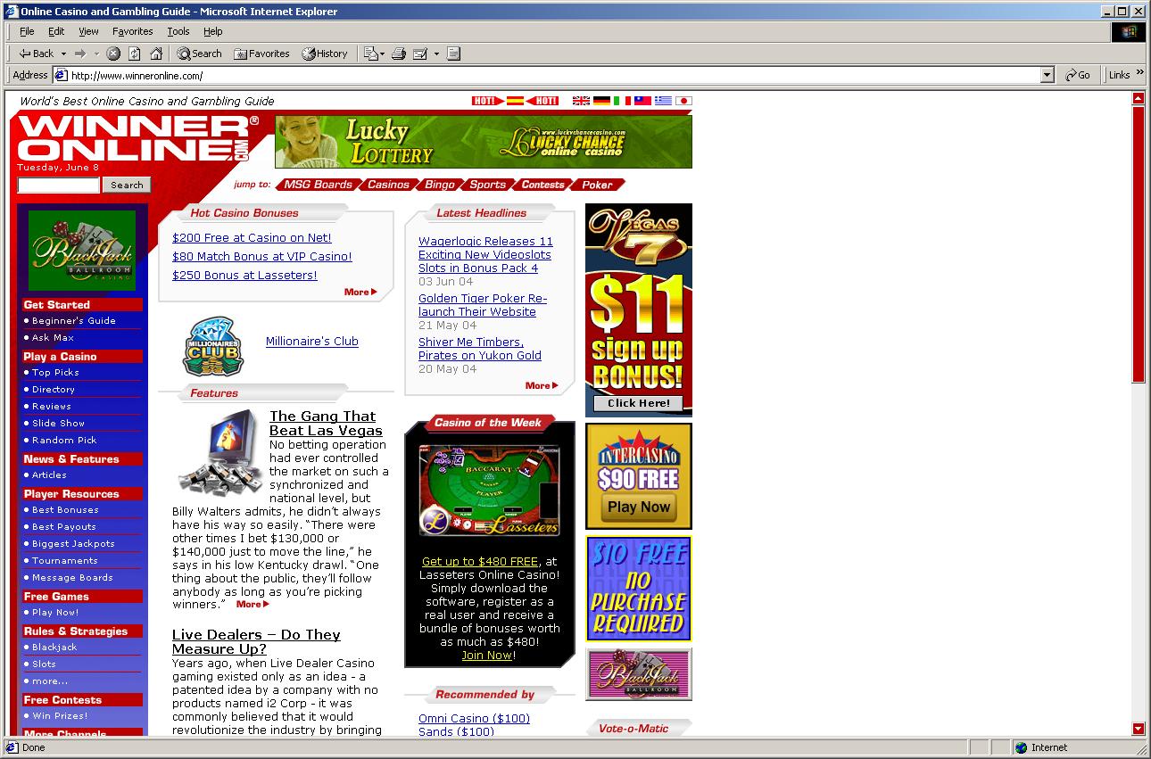 A full-size online gambling ad.