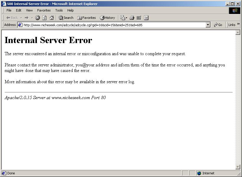 Nicheseek's server error.